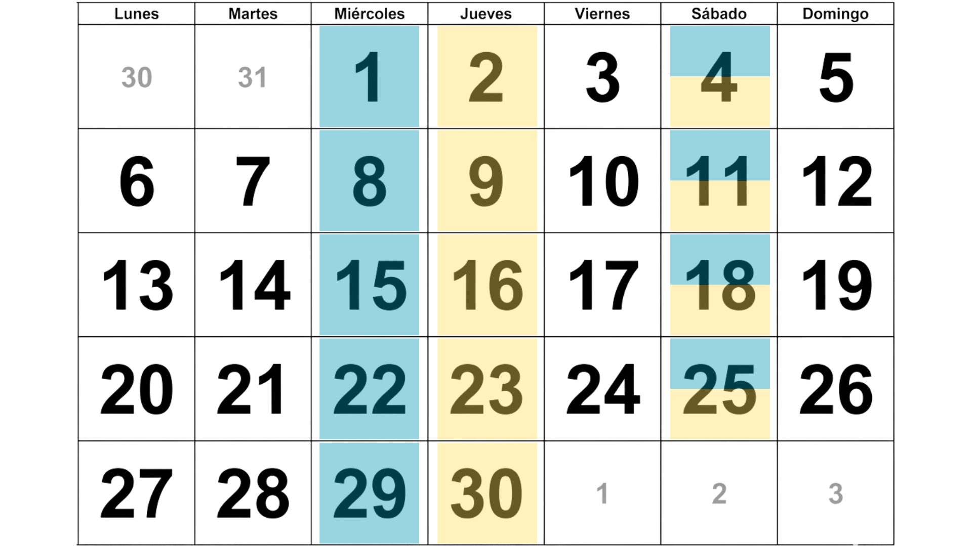 Calendario Abril 2026
